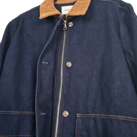 Reformation Archer Denim Jacket Ondine Dark Wash Collared Oversized Size S - Picture 7 of 11